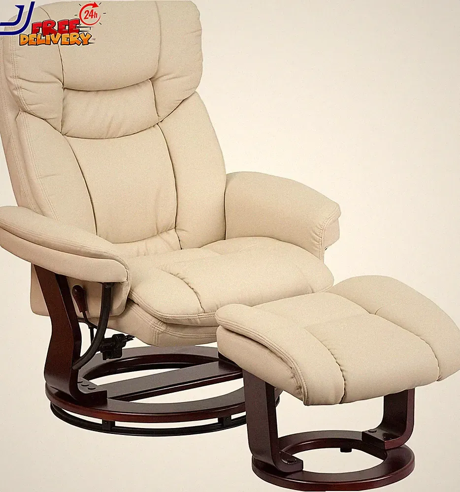 Allie Leathersoft Upholstered Recliner w/Ottoman Footrest Padded Swiveling Recli