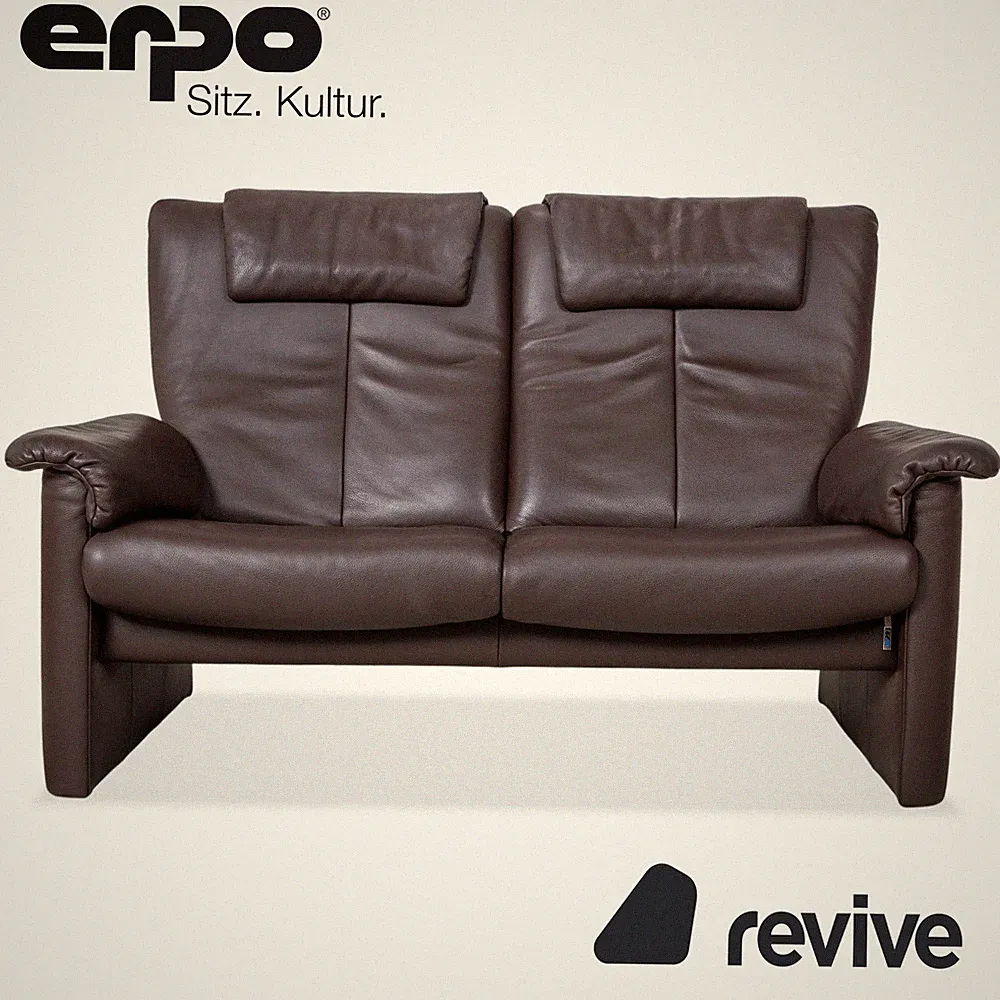 Erpo Milano 2-Seater Leather Sofa Brown Coffee Manual Recline