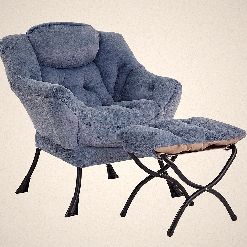 Lazy Chair with Ottoman, Modern Accent Chair Contemporary Lounge Leisure Sofa...