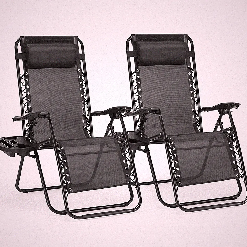 Set of 2 Zero Gravity Chair Folding Outdoor Patio Lounge Recliner Garden Camping
