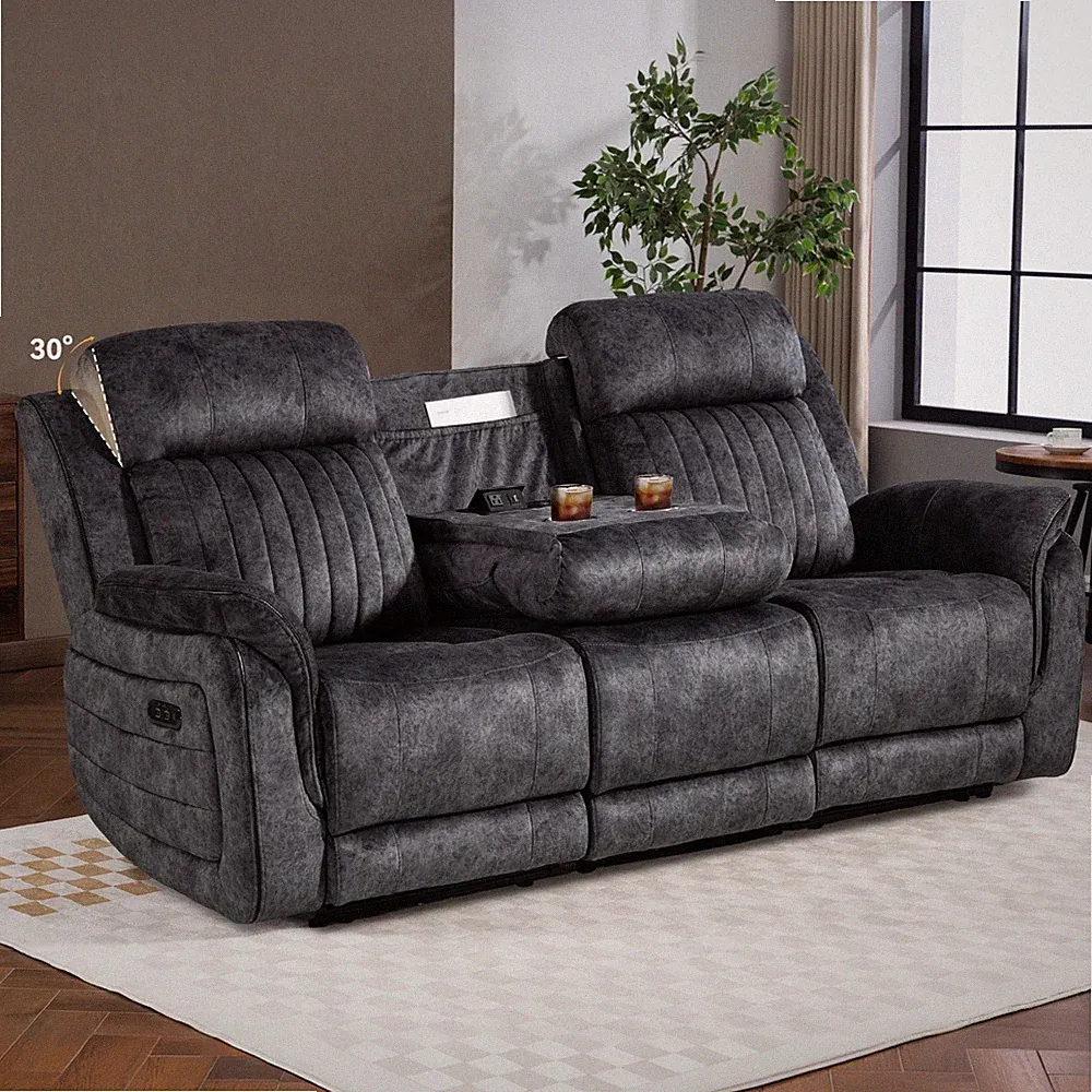 Zero Gravity Power Reclining Sofa with Adjustable Headrest, Electric Reclining